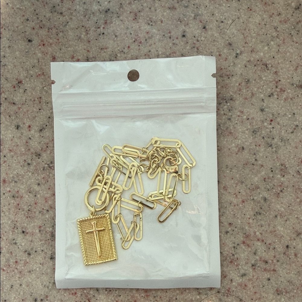 Gold Chain Necklace with Cross Pendant